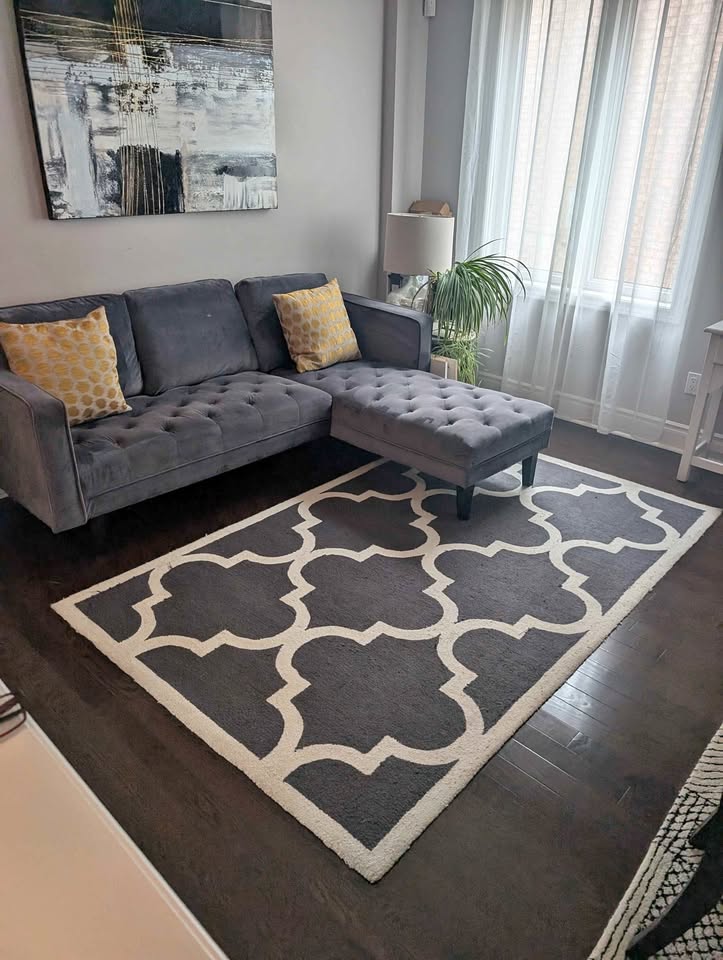 Living room with a freshly cleaned rug and dust-free surfaces in a Toronto home